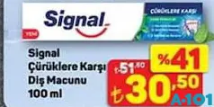 SİGNAL ÇÜRÜKLERE KARŞI DİŞ MACUNU 100 ML fiyat ve kampanya bilgisi